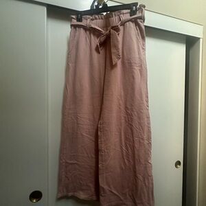 Pink Wide-Leg Pants with Tie Waist